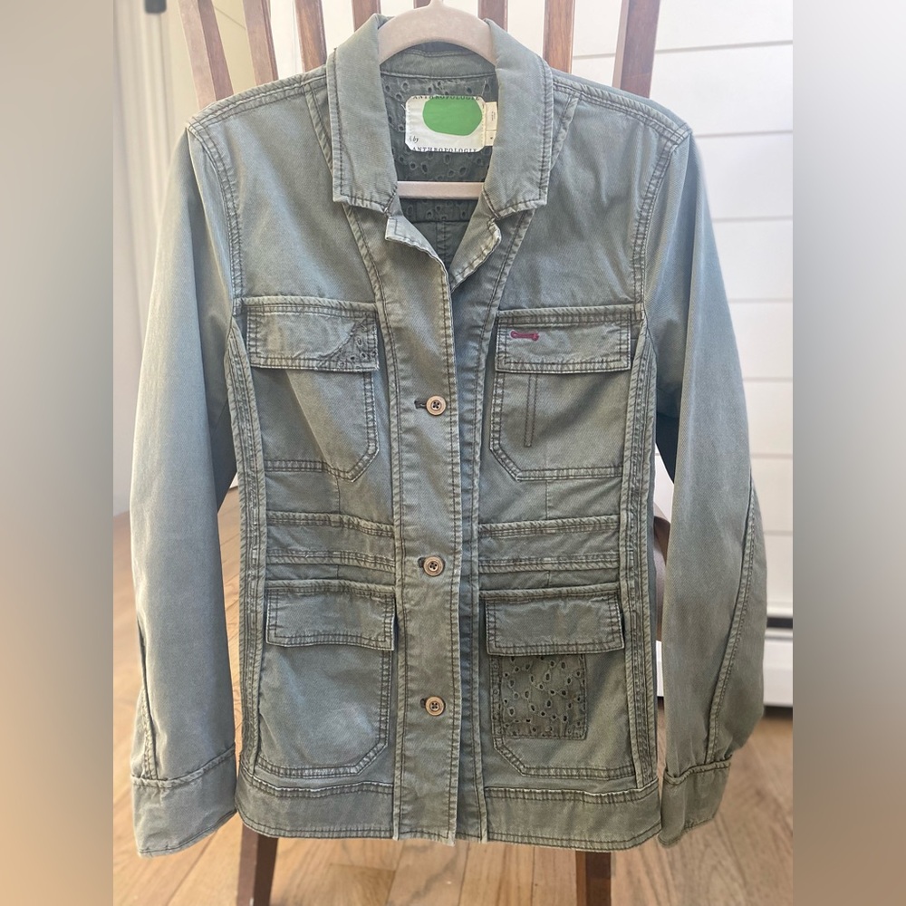 Anthropologie Green Military Blazer - size Small, Great Condition